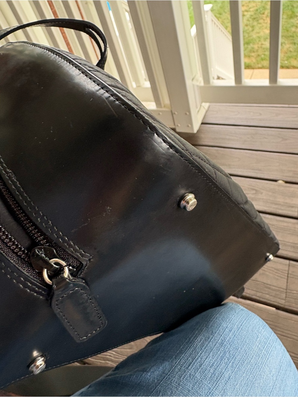 VINTAGE BALLY Black Quilted Nylon Satchel Top Handle Shoulder Bag Leather Trim - Picture 14 of 16